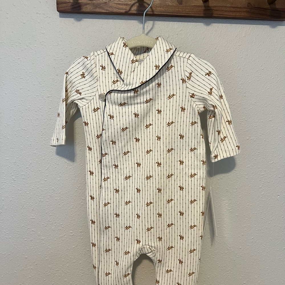 Ralph Lauren Striped Cream and Brown Baby One Piece NWT